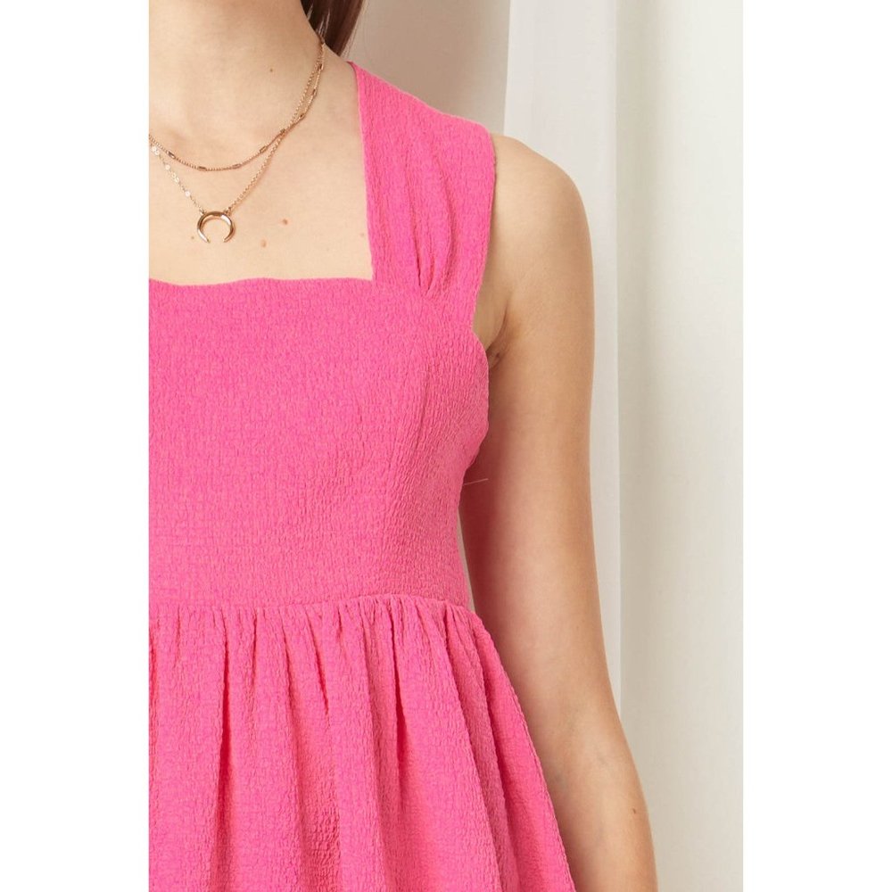 Entro Square Neck Babydoll Top, Pink - Picture 5 of 6